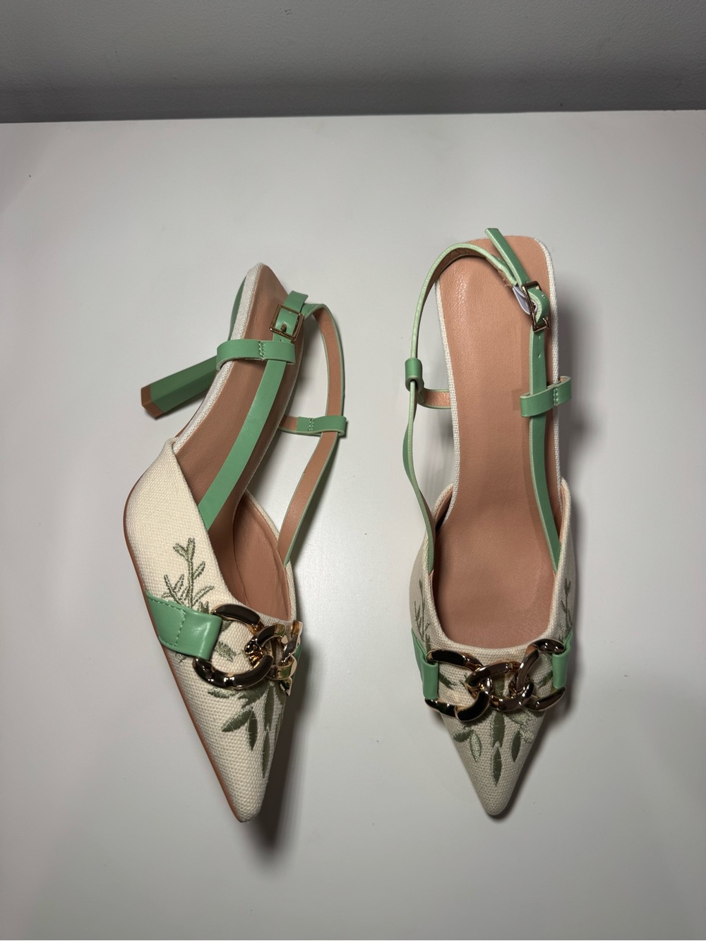 green Kitten heels